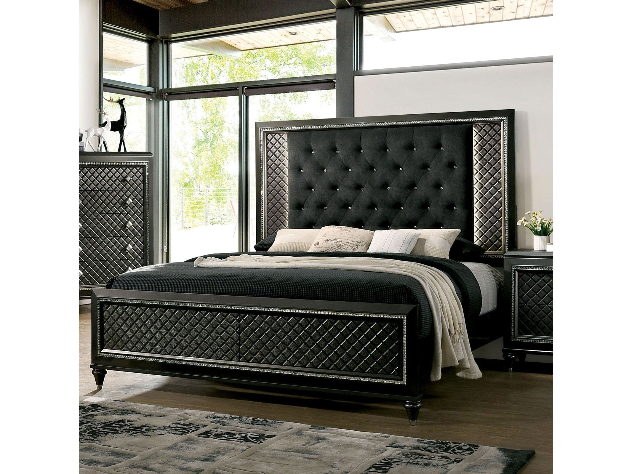 Demetria Metallic Gray California King Bed