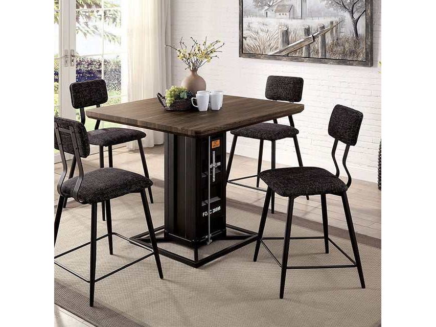 Dicarda Distressed Walnut/Sand Black Counter Height Dining Table