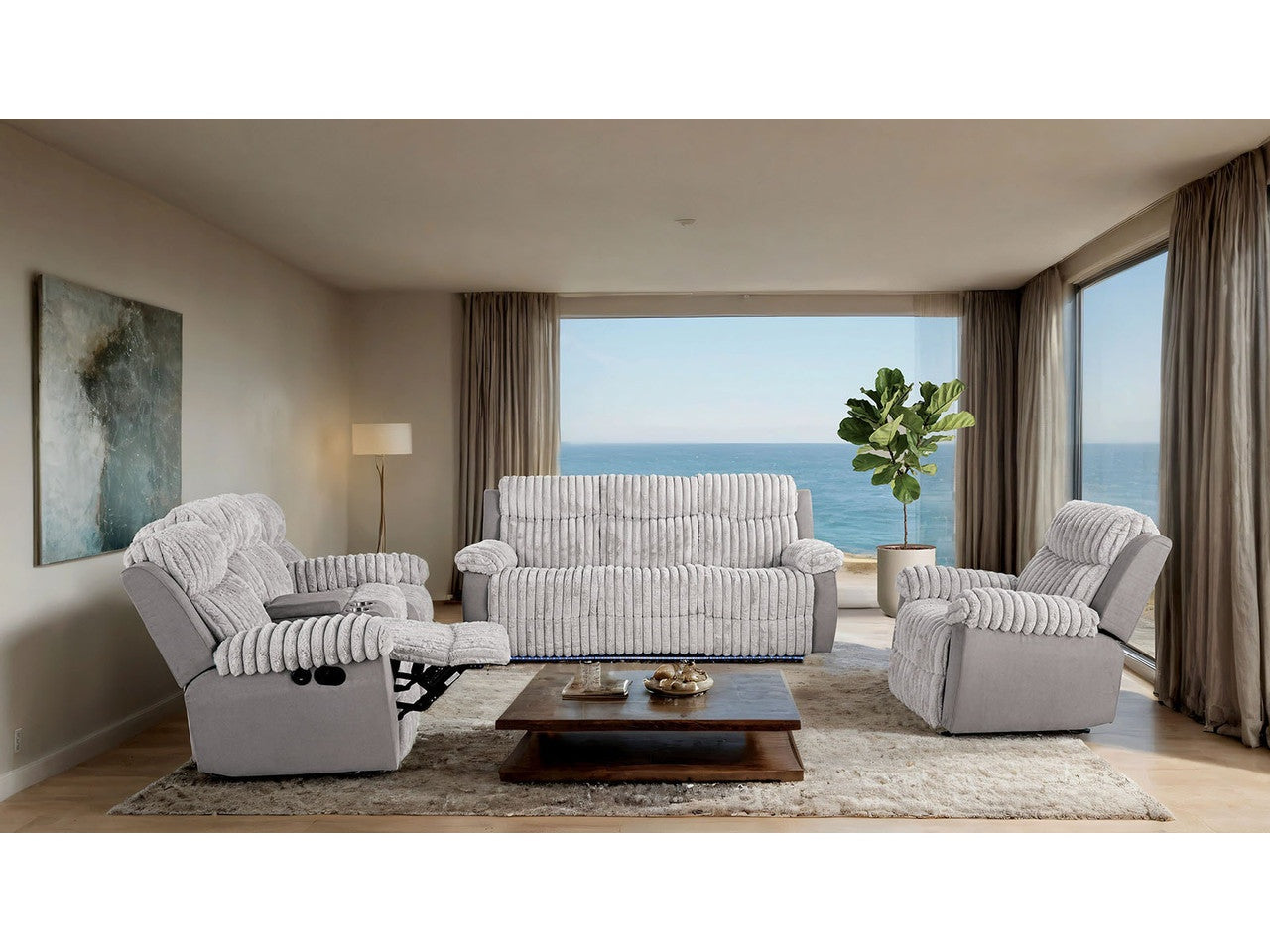 Dionysus Gray Manual Reclining Loveseat w/ Console
