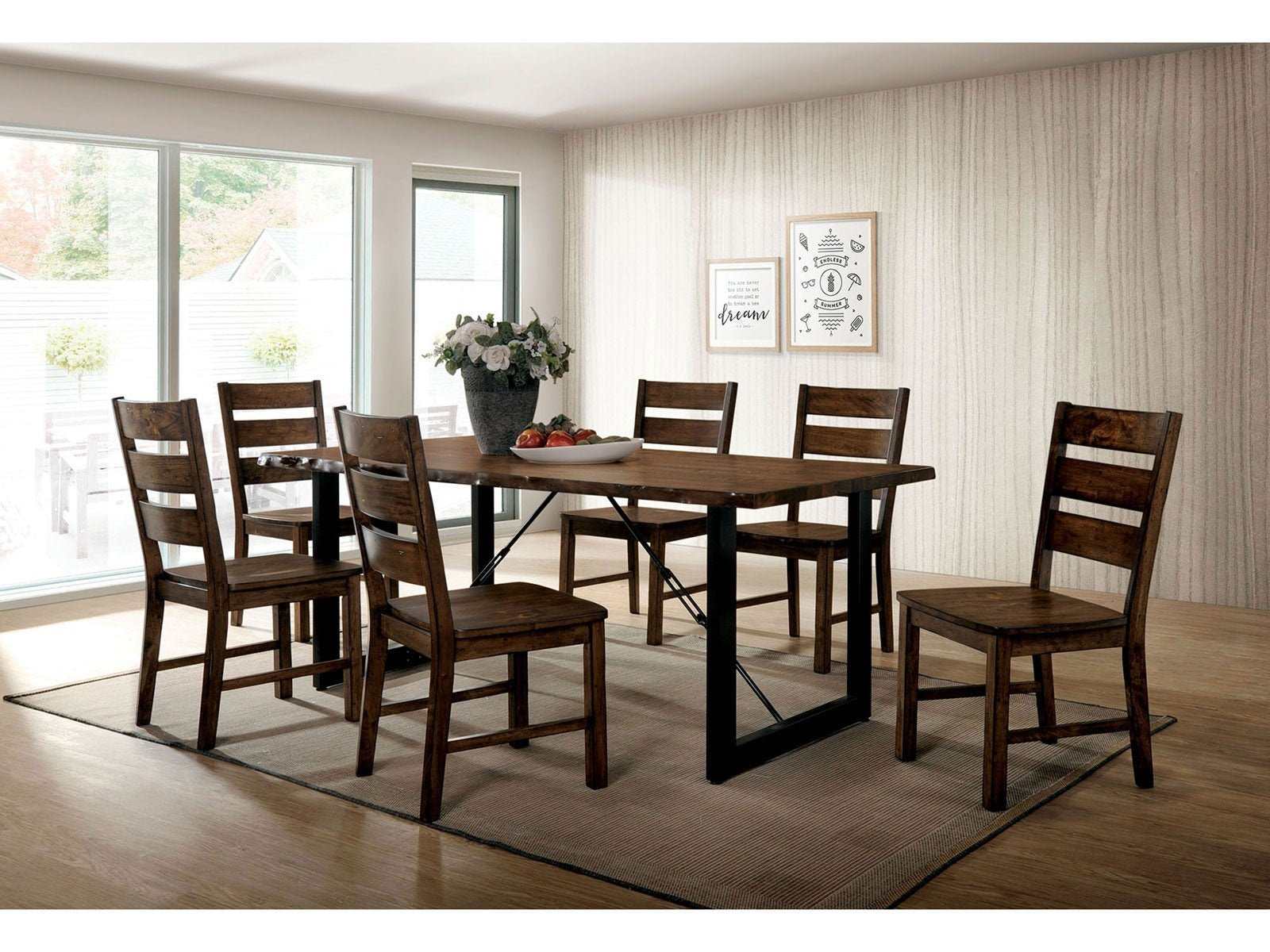 Dulce Walnut & Black 7pc Dining Room Set