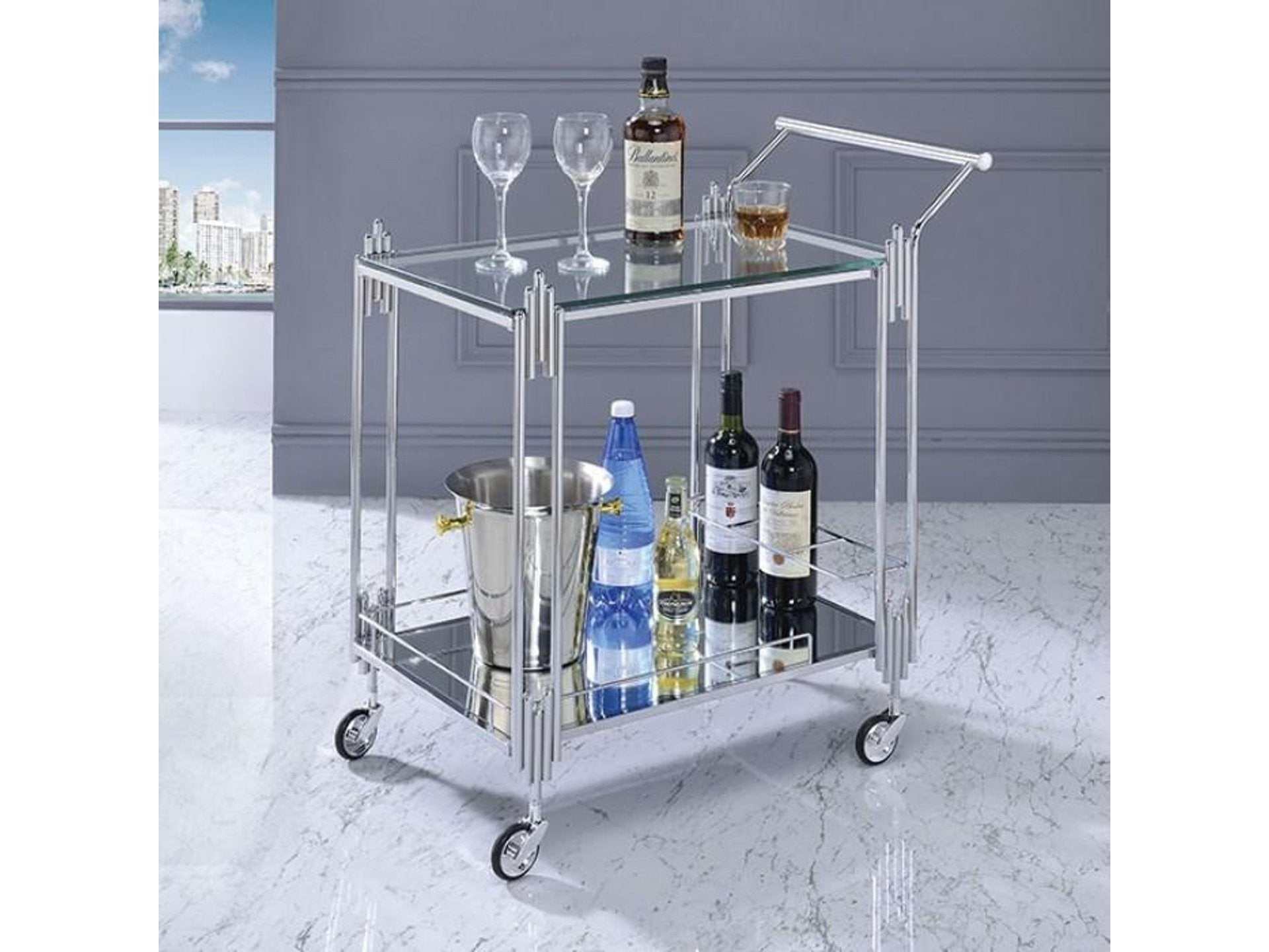 Ebba Chrome Metal Serving Cart