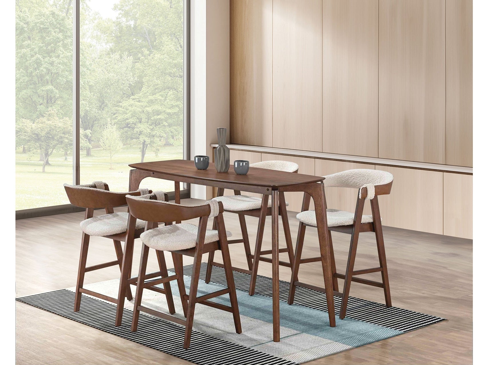 Ebikon Walnut 5 Pc. Counter Height Set