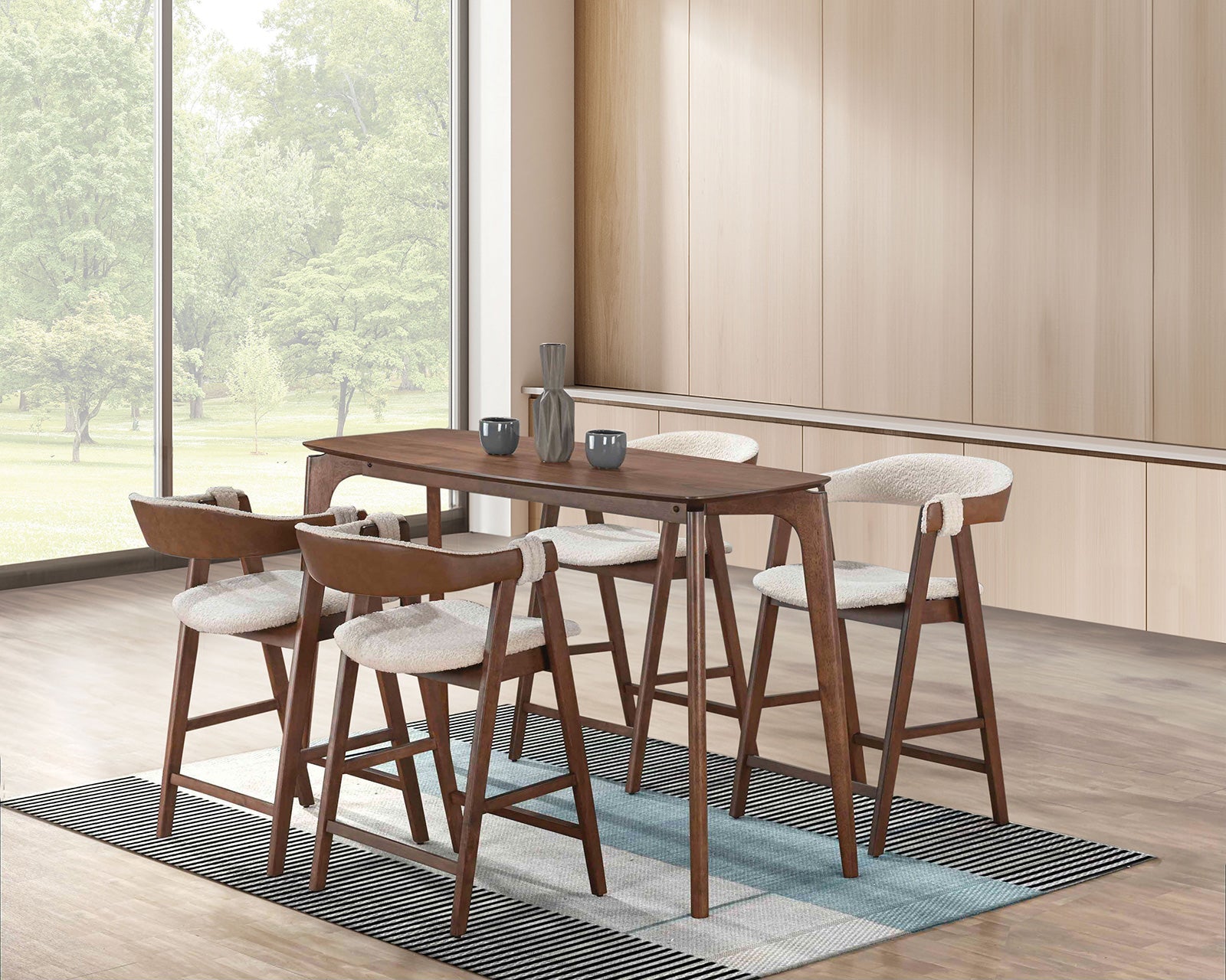 Ebikon Walnut/Beige Counter Ht. Stool (Set of 2)