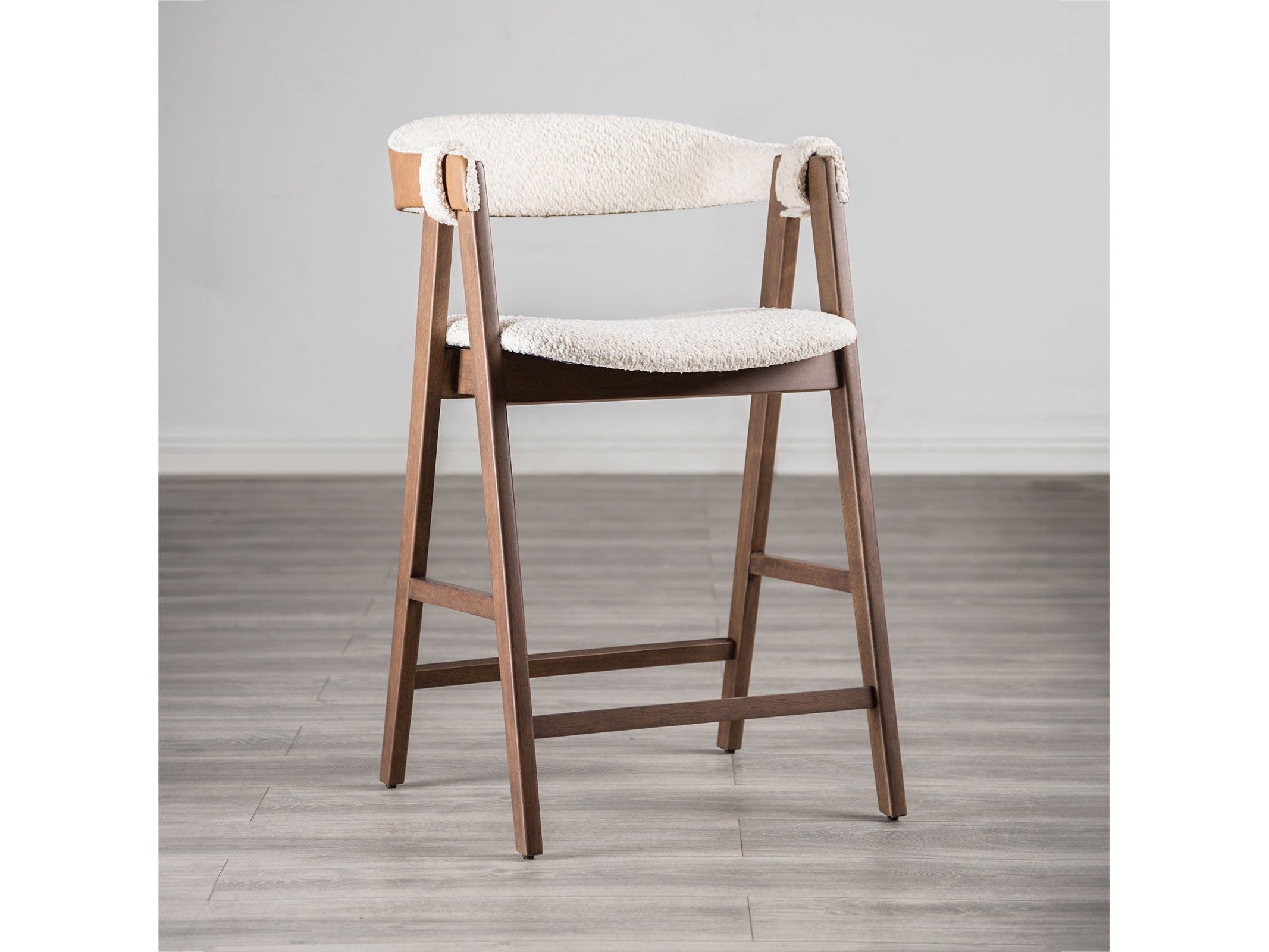 Ebikon Walnut/Beige Counter Ht. Stool (Set of 2)