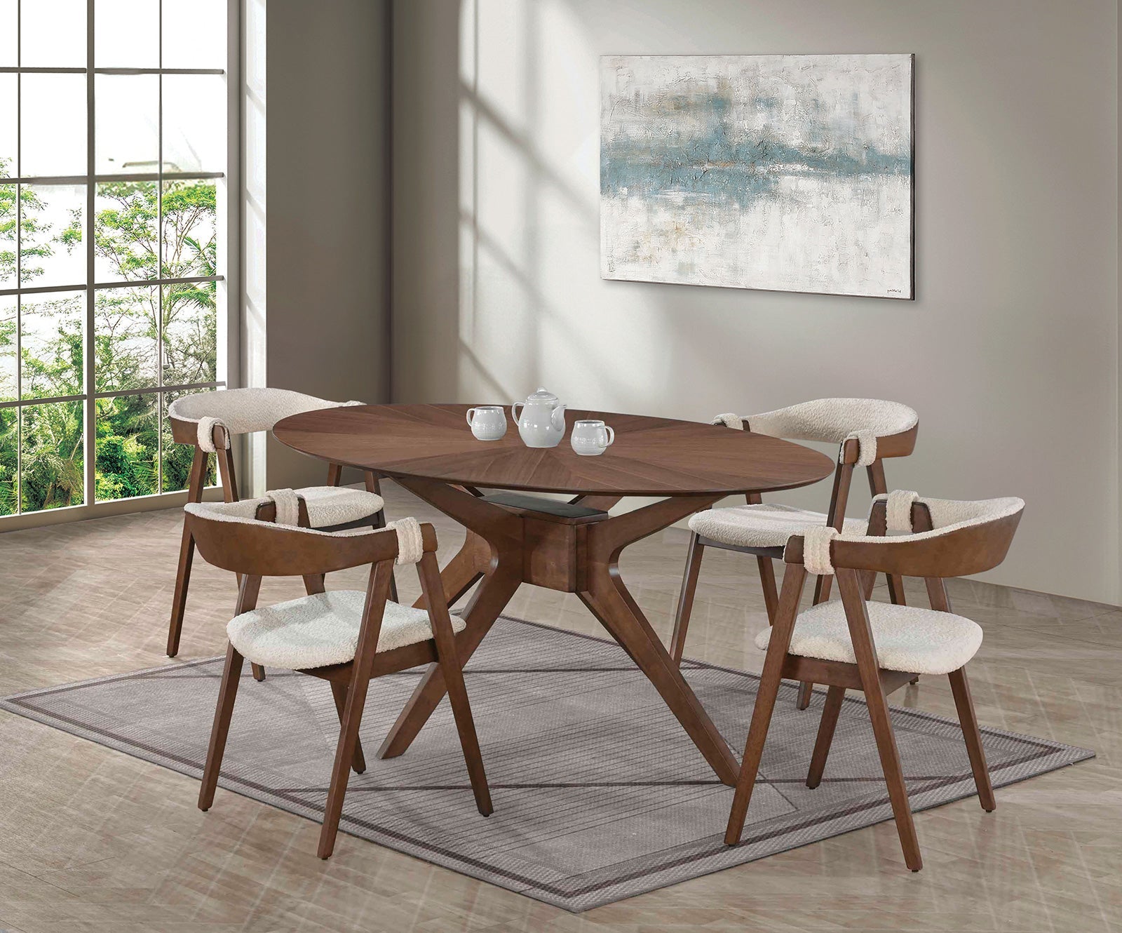 Ebikon Walnut/Beige Side Chair (Set of 2)