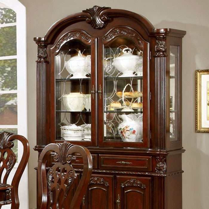 Elana Brown Cherry Curio/Hutch & Buffet