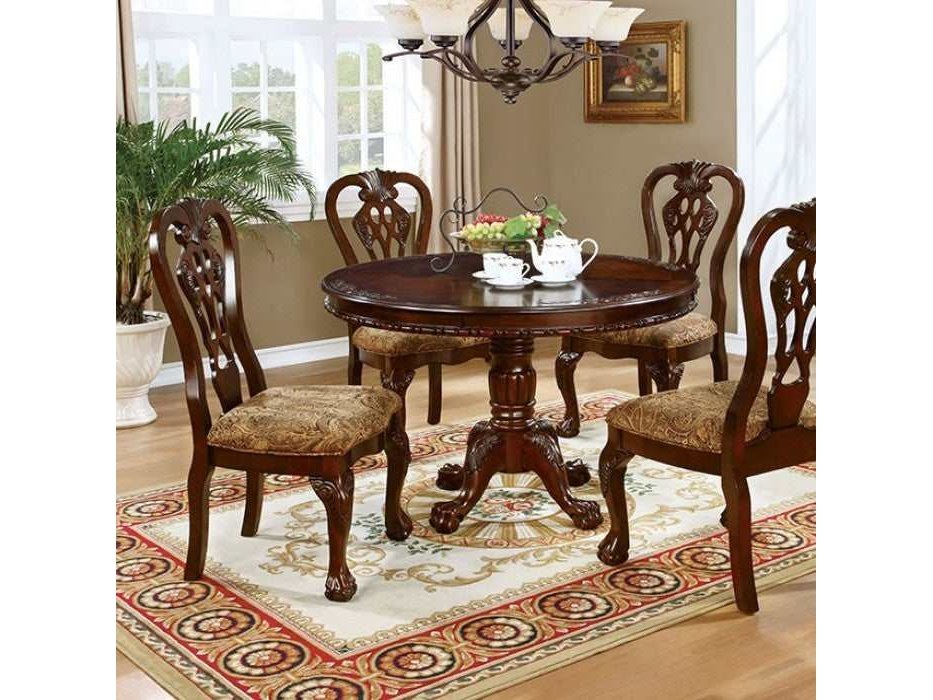 Elana Brown Cherry Round Dining Room Set / 5pc