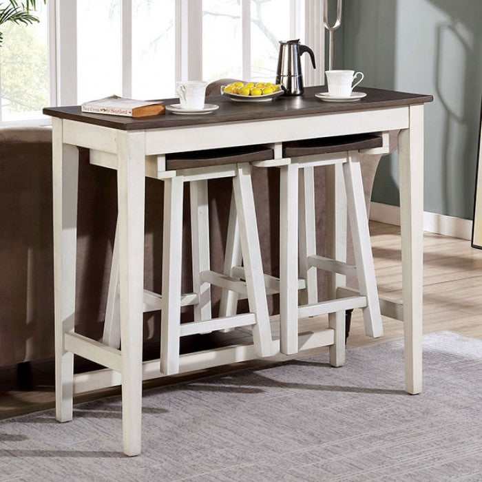 Elinor White & Espresso 3pc Counter Height Dining Set