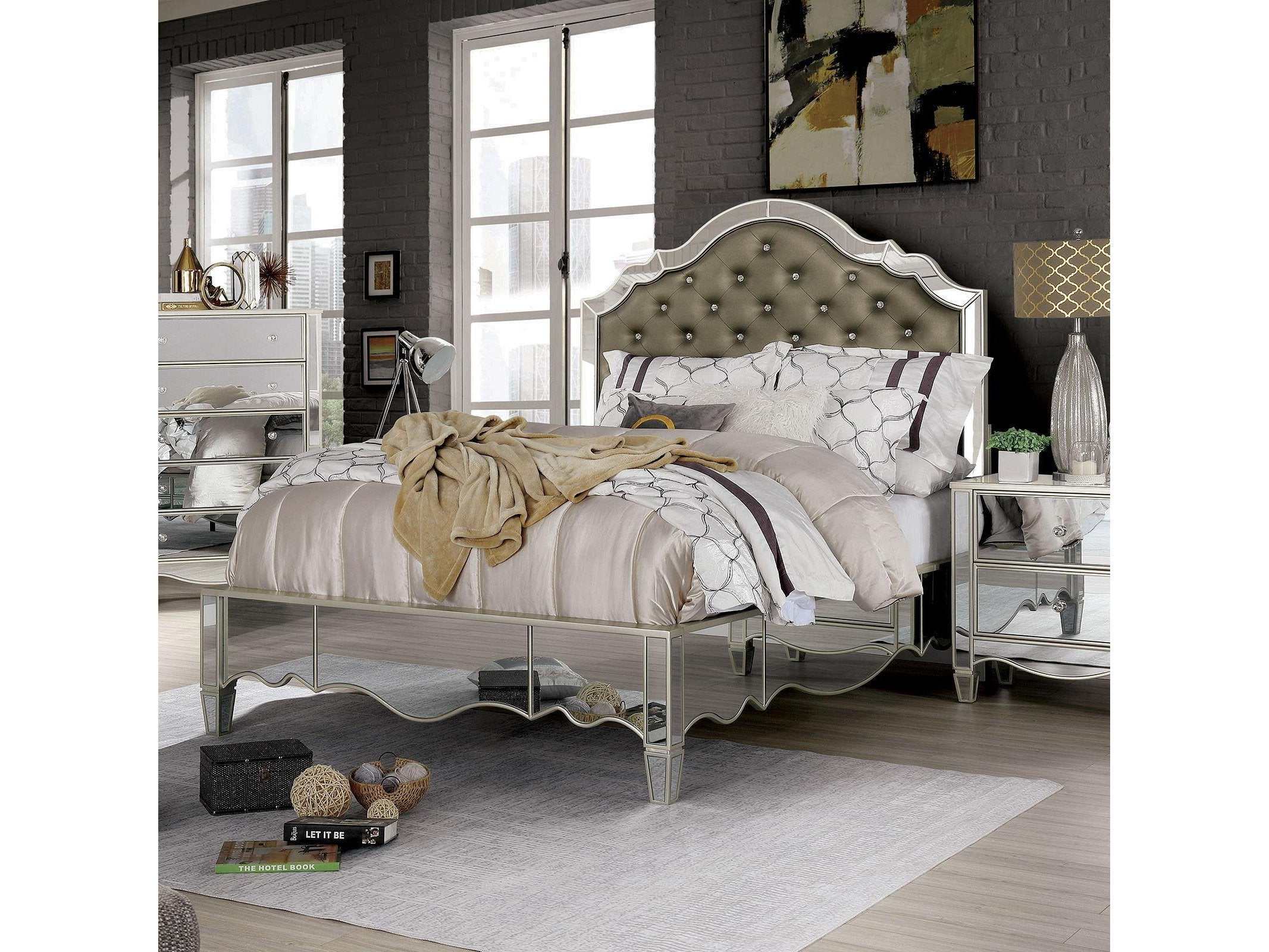 Eliora Silver & Mirrored Cal. King Bed