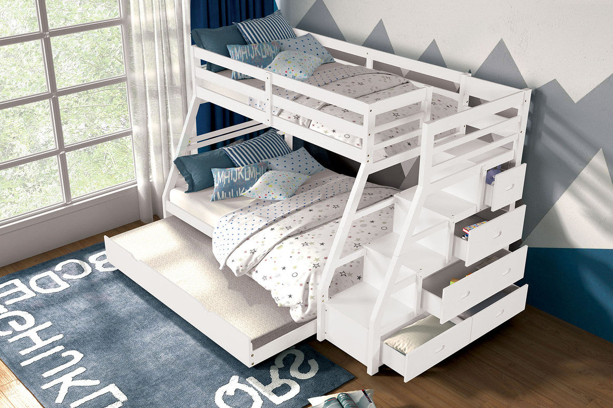 Ellington White Twin/Full Bunk Bed w/ Trundle