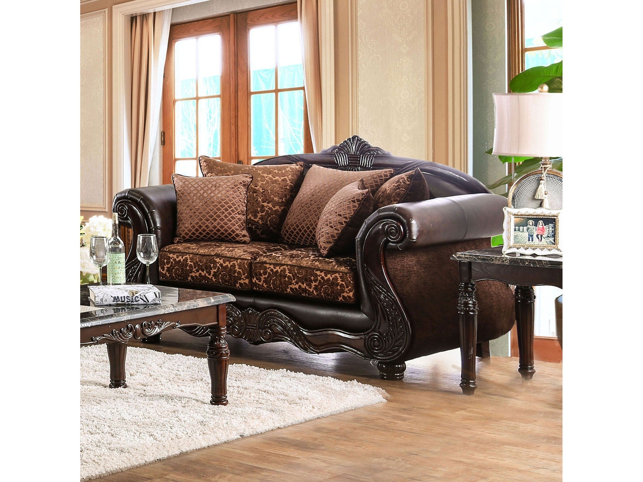 Elpis Brown/Espresso Loveseat