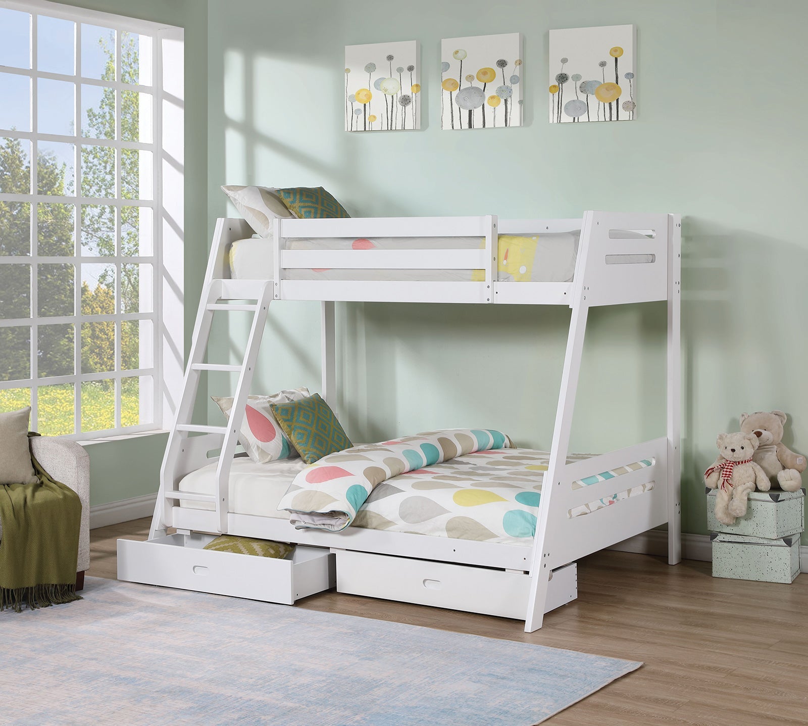 Emilee White Twin/Full Bunk Bed