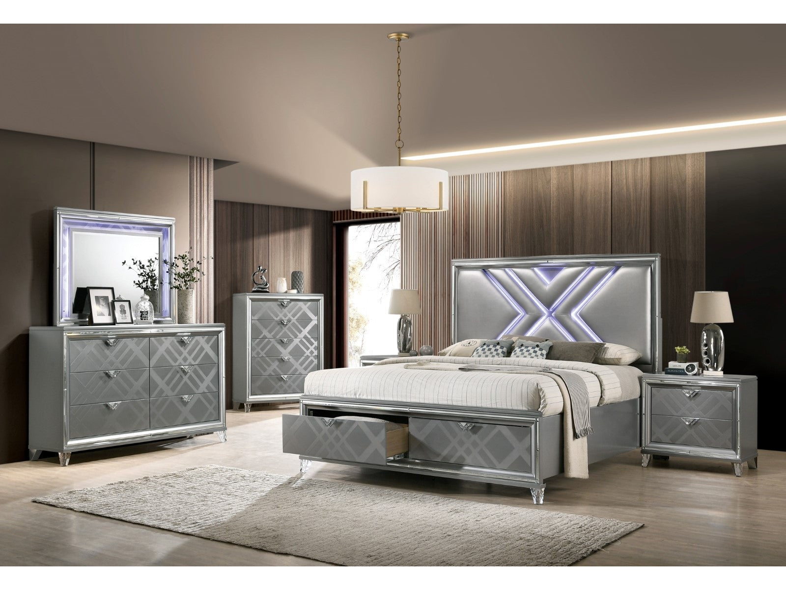Emmeline Silver 4 Pc. Queen Bedroom Set