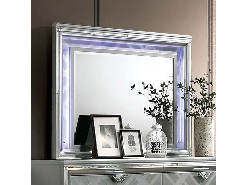Emmeline Silver Mirror w/ LED Lights