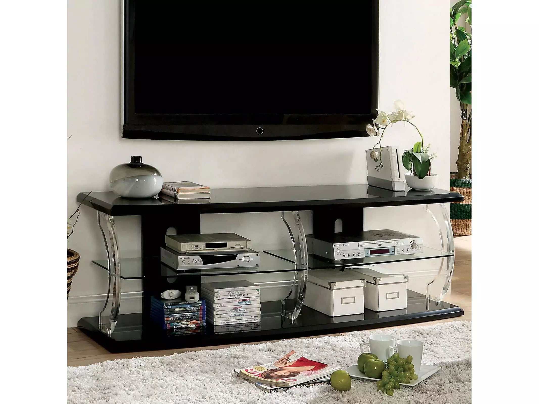 Ernst Black & Clear 60" TV Console w/ LED lights