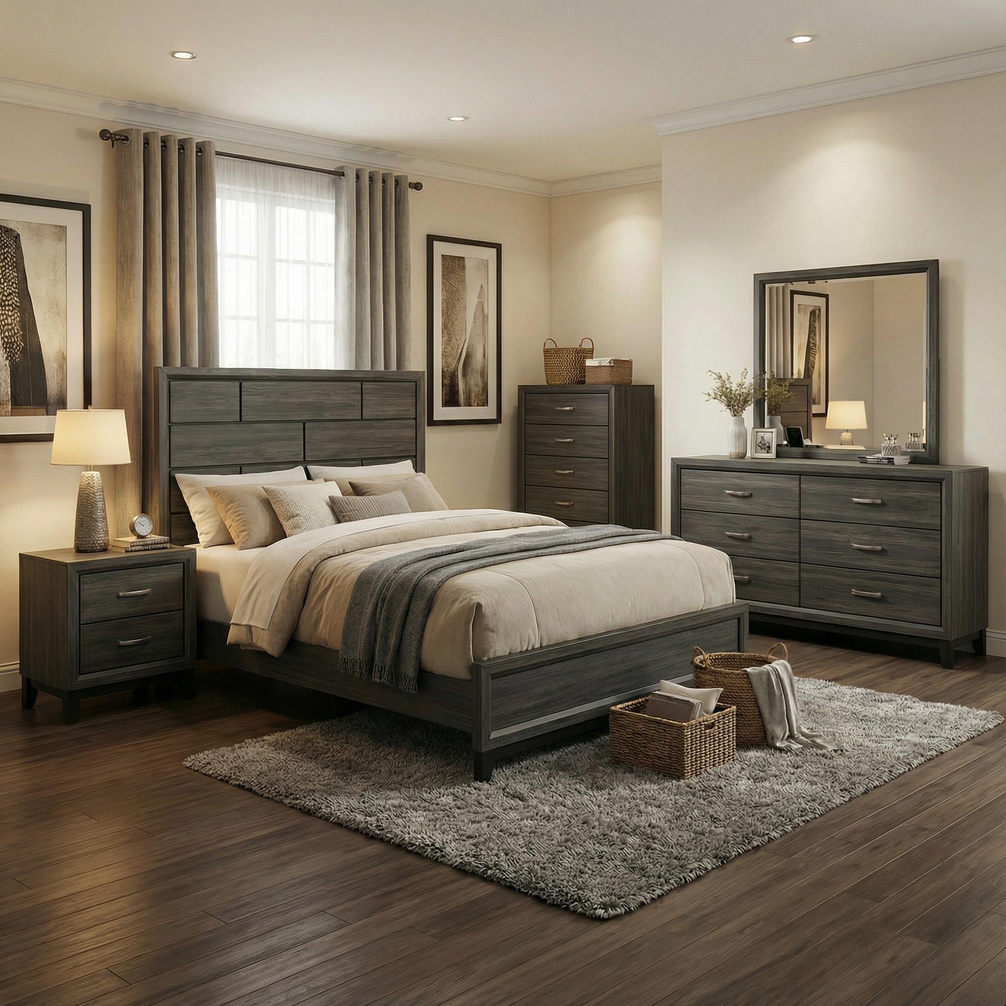 Errico Gray 4 Pc. Queen Bedroom Set