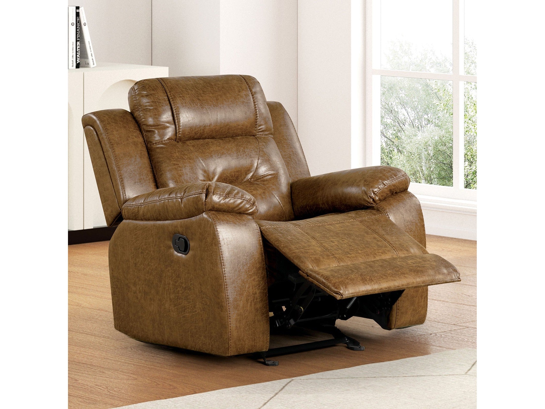 Ezekius Brown Leatherette Manual Recliner