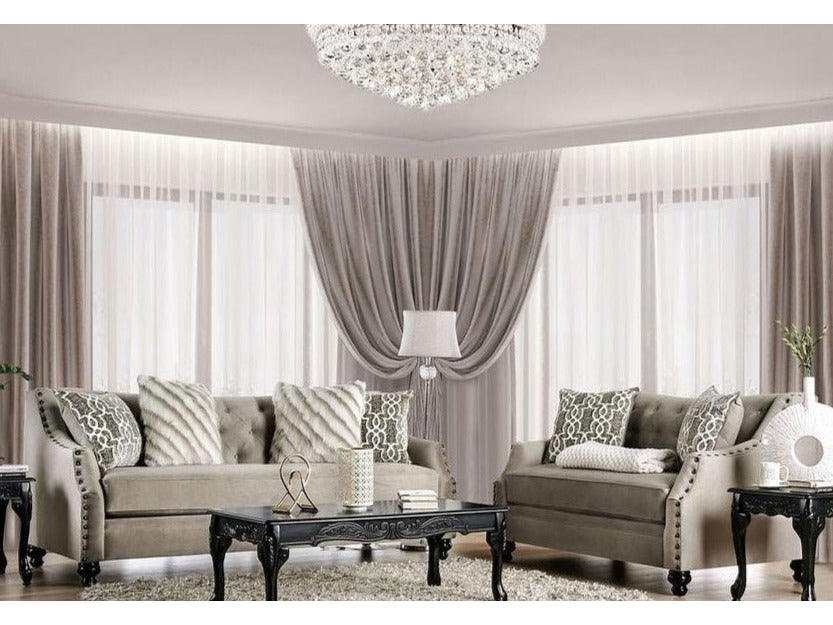 Ezrin Light Brown Stationary Sofa & Loveseat 2pc