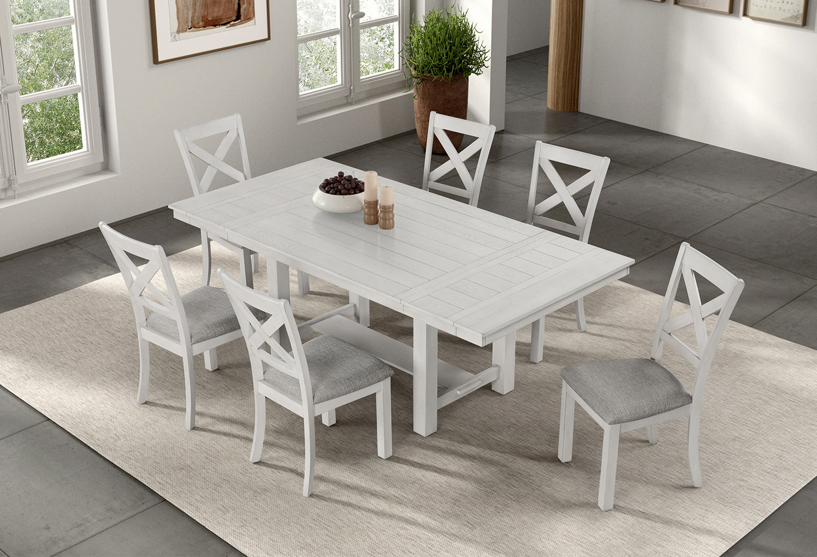 Ferrone Rustic White Oak 7 Piece Dining Set