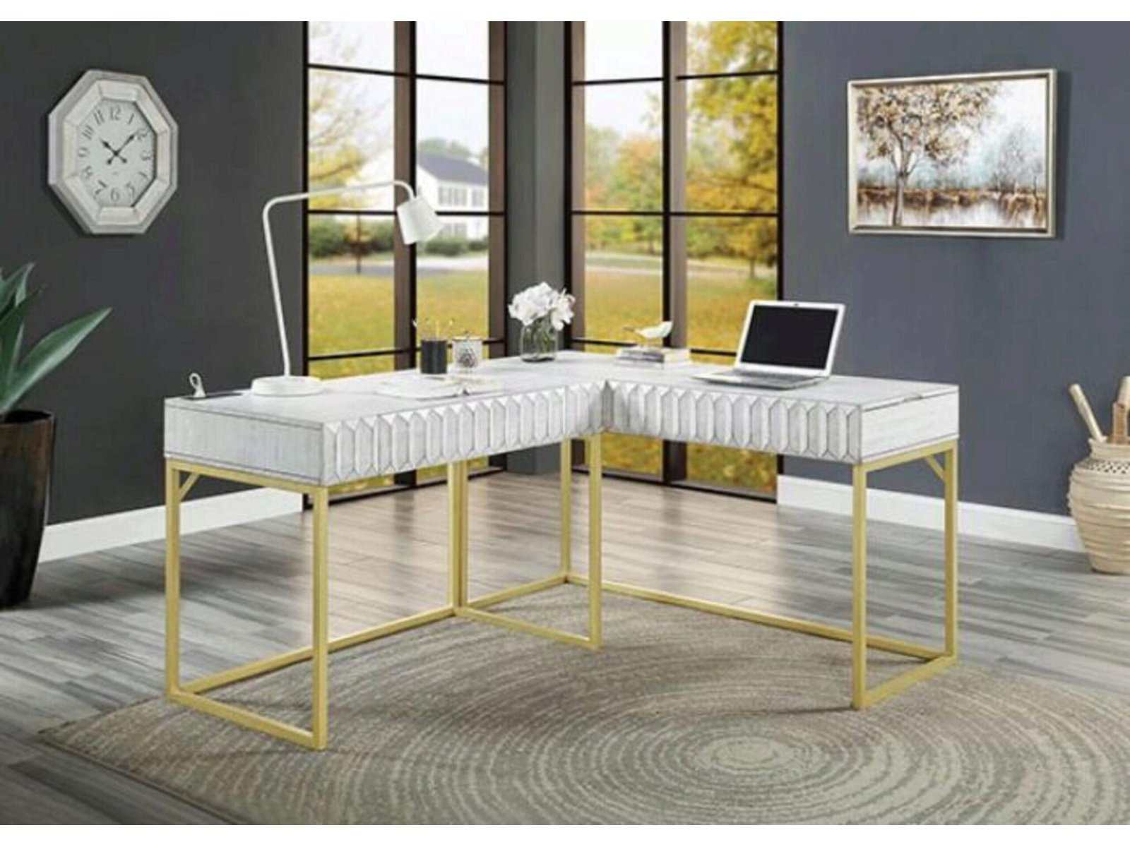 Freiburg Antique White Corner Desk