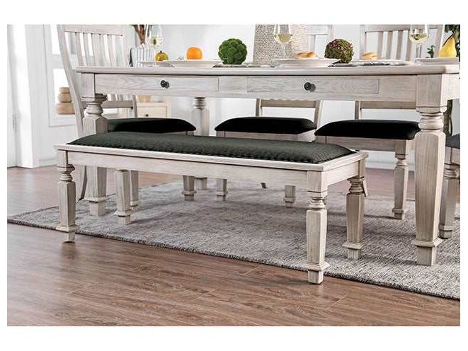 Georgia Antique White/Gray Bench