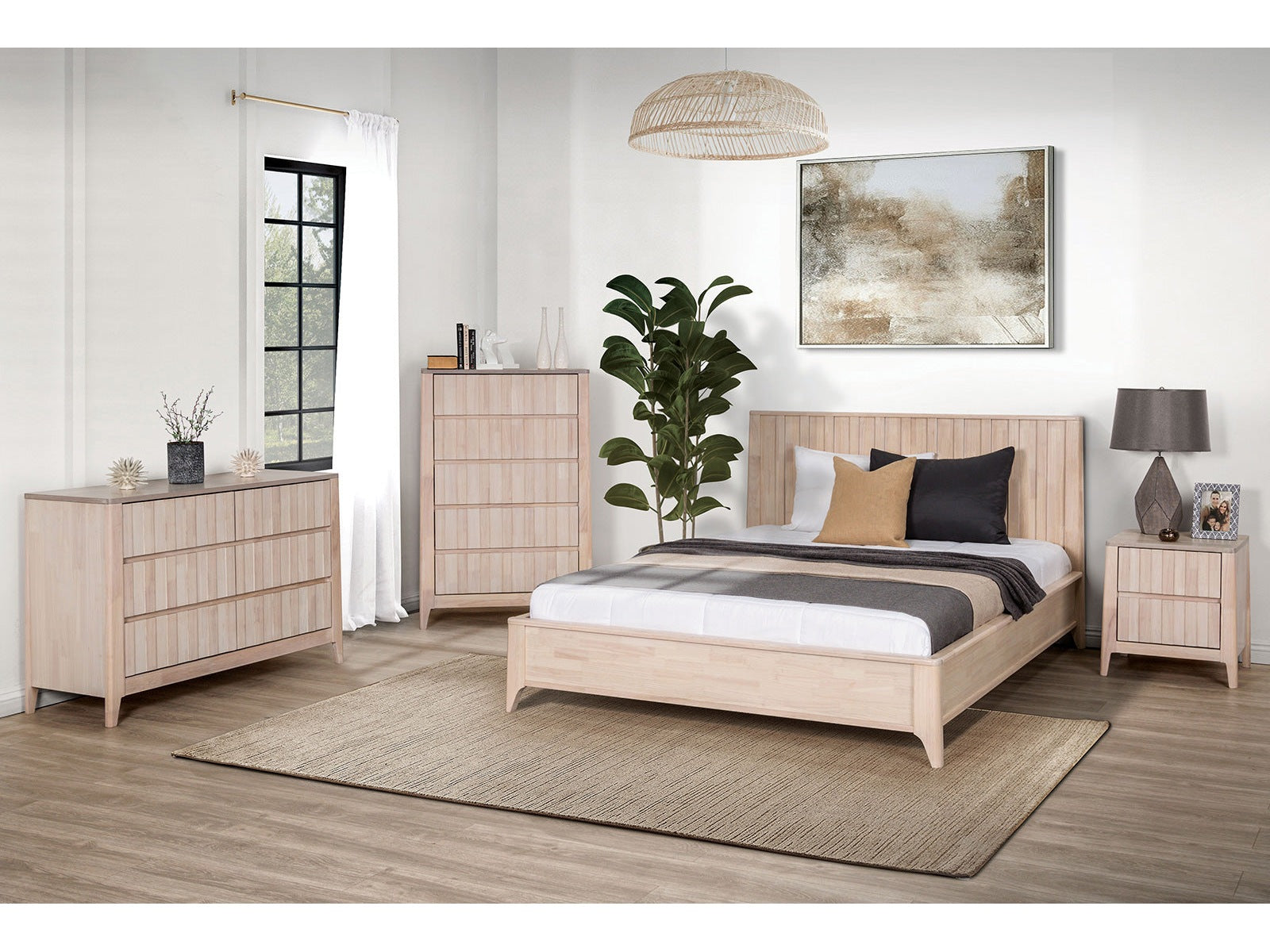 Gervais Whitewash 4 Piece Bedroom Set