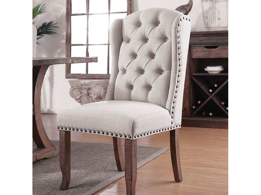 Gianna Rustic Oak/Ivory Wingback Chair (Set of 2)