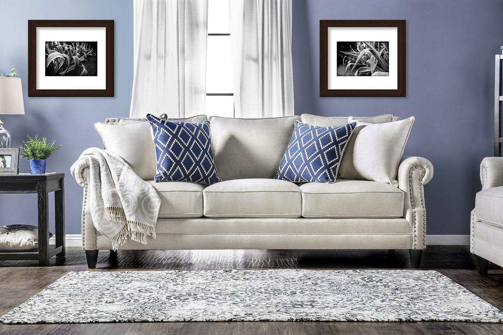 Giovanni Beige Stationary Sofa & Loveseat 2pc