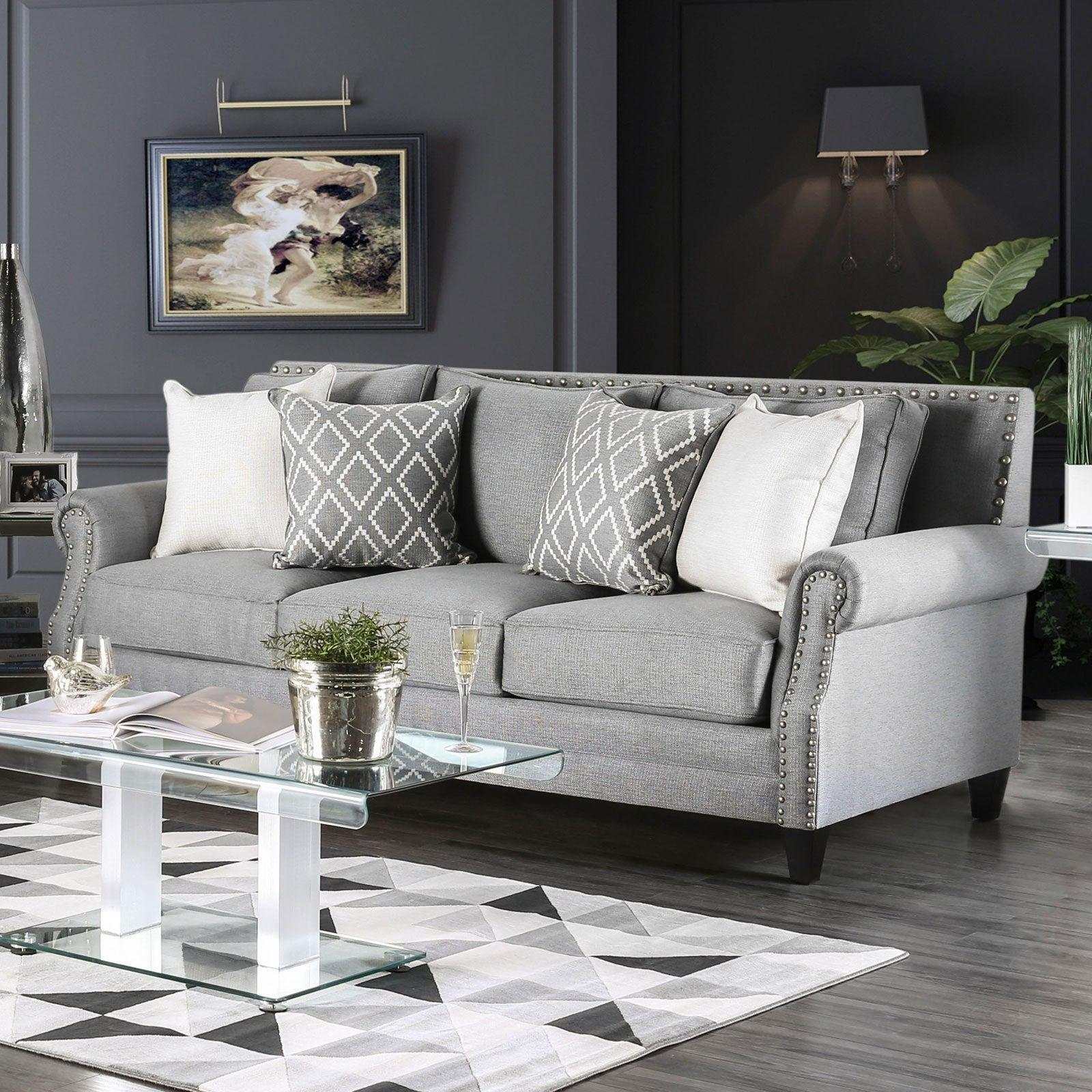 Giovanni Gray Stationary Sofa & Loveseat 2pc