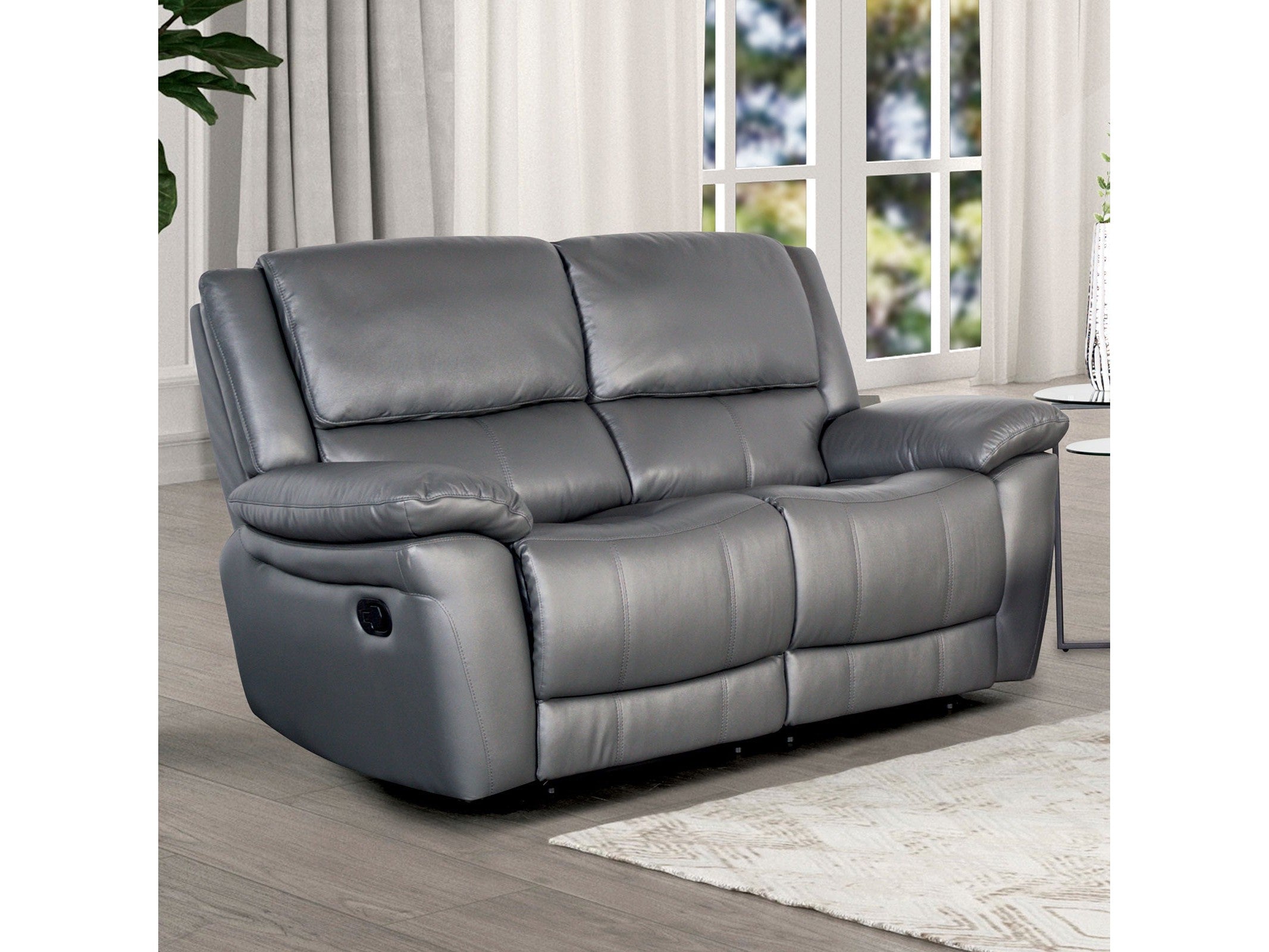 Glarus Dark Gray Leather Match Reclining Loveseat