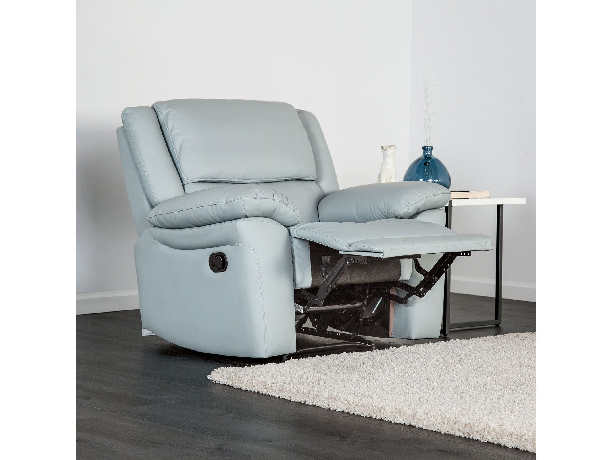 Glarus Powder Blue Leather Match Recliner