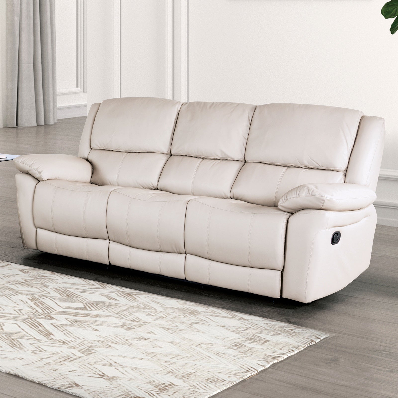 Glarus White Leather Match Reclining Living Room Set