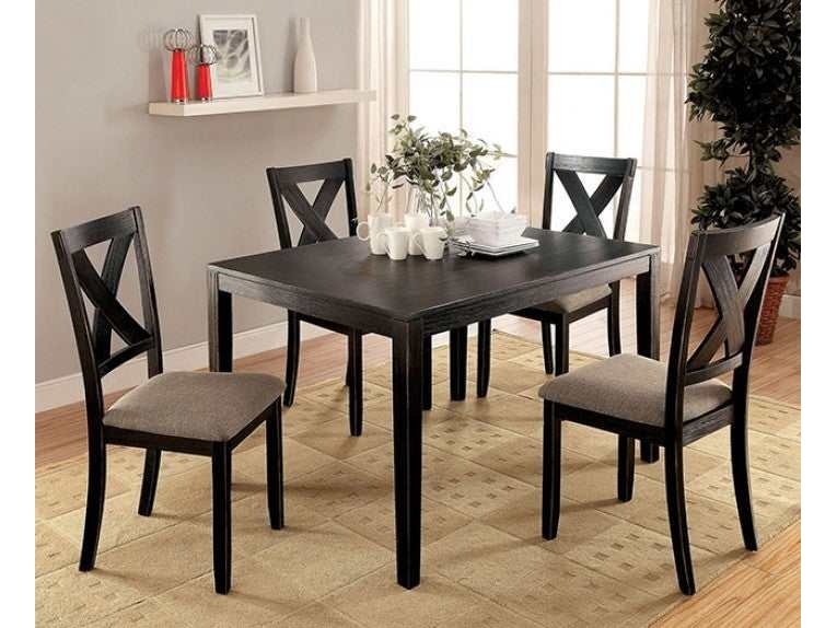Glenham Brushed Black & Brown Dining Set / 5pc