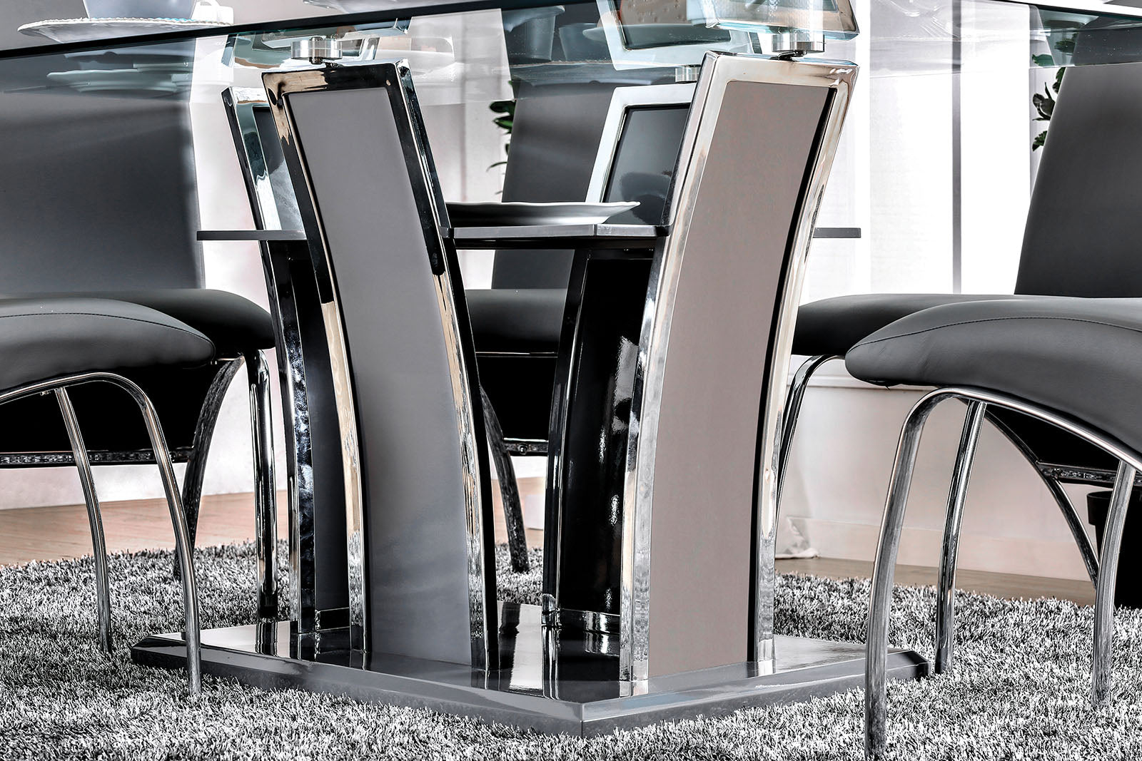 Glenview Gray/Chrome 7 Pc. Dining Set