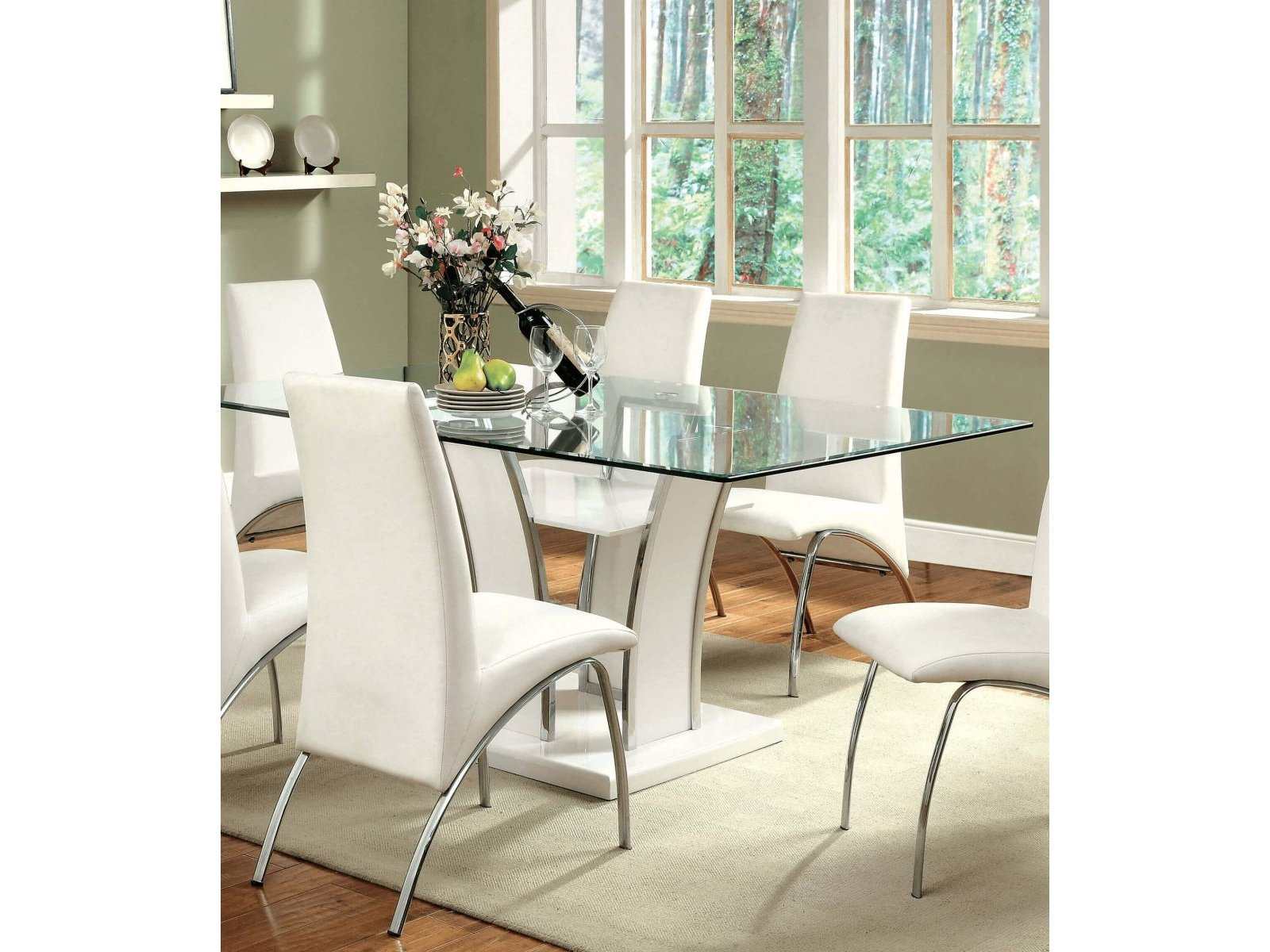 Glenview White & Chrome Dining Table