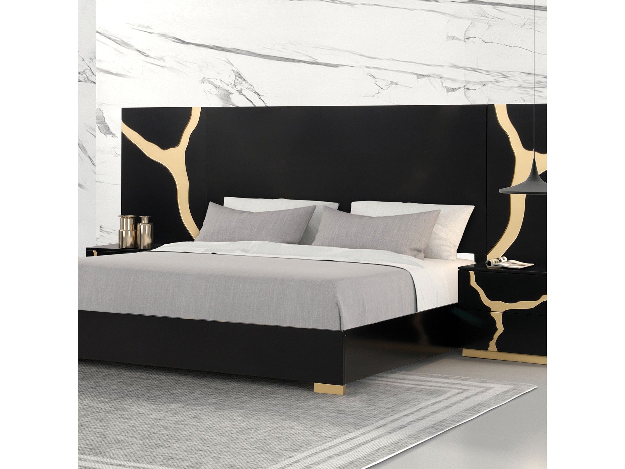 Goldsberg Black/Gold Bed Panel