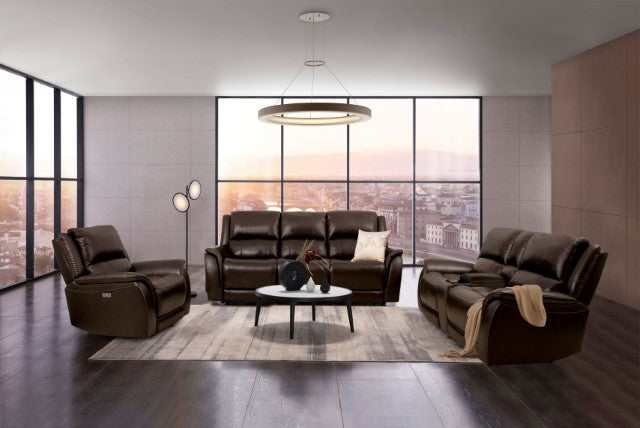 Gorgius Espresso Top Grain Leather Match Power Recliner