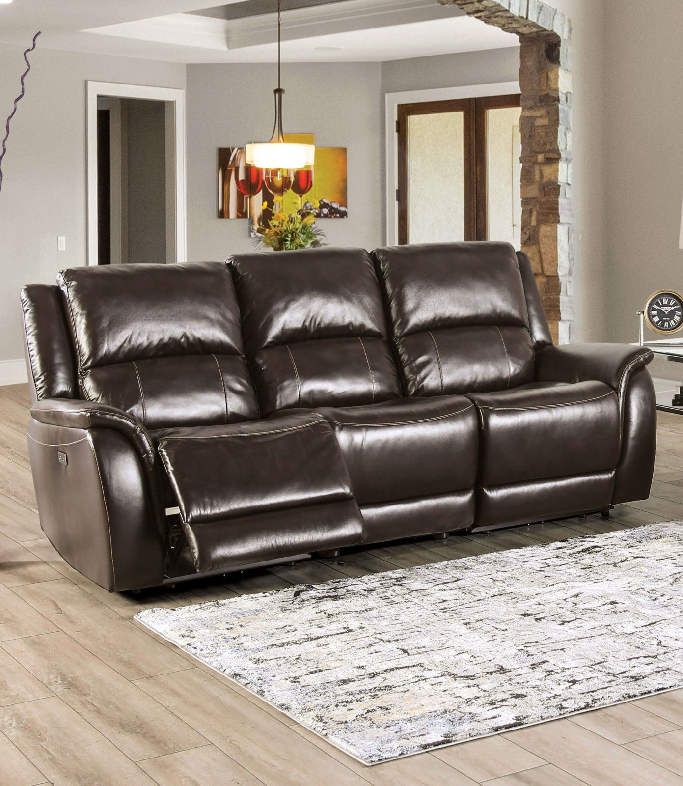 Gorgius Espresso Top Grain Leather Match Power Reclining Sofa & Loveseat
