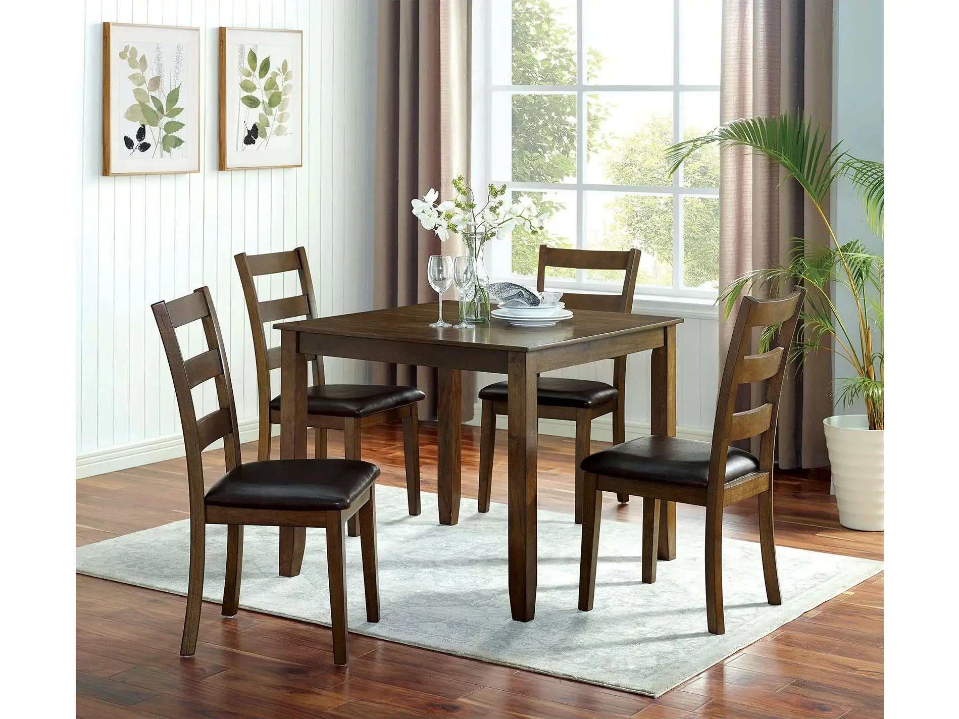 Gracefield Walnut & Dark Brown 5pc Dining Room Set