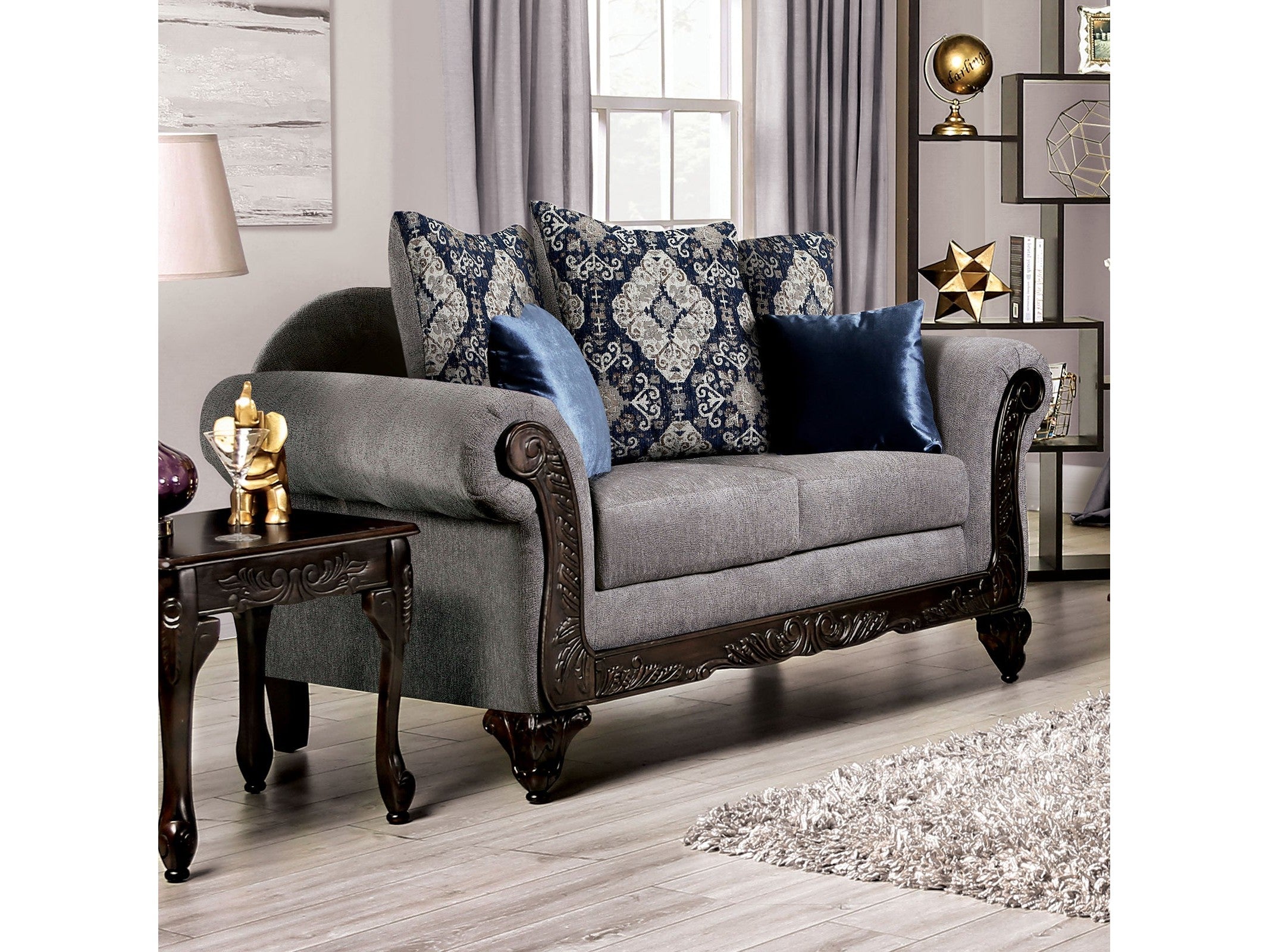 Gustavo Gray/Walnut Loveseat