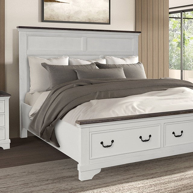 Hampstead White/Dark Brown Queen 5 Piece Bedroom Set w/Chest