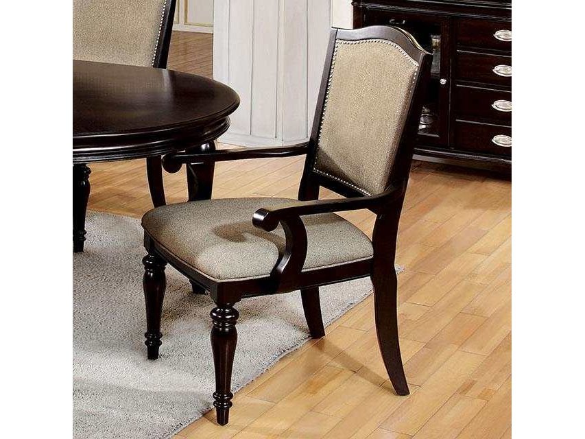 Harrington Dark Walnut & Tan Arm Chair (Set of 2)