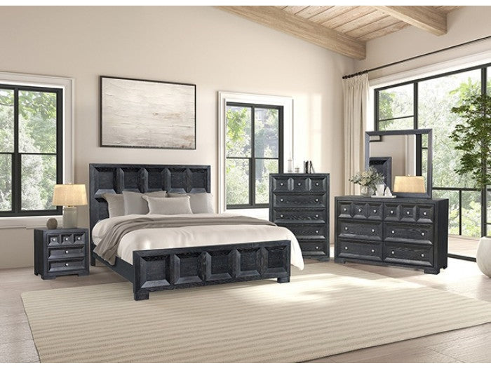 Hatton Cross Weathered Black Queen 5 Piece Bedroom Set w/2 Nightstands