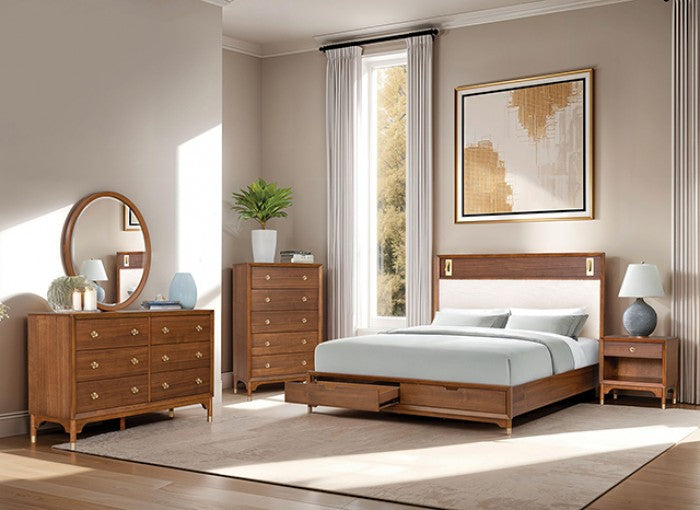 Hepburne Queen Walnut Bed w/ Storage Footboard