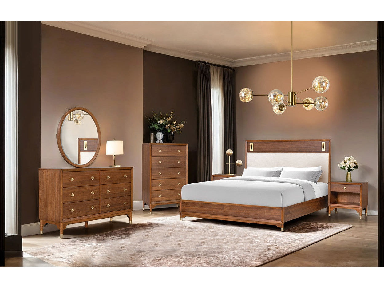 Hepburne Walnut 5 Pc. Queen Bedroom Set w/ Chest (Storage FB)