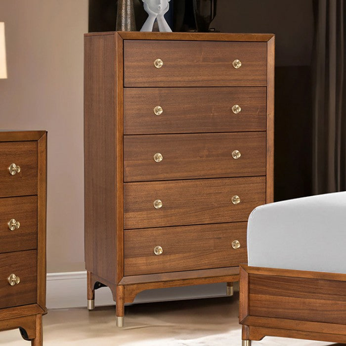 Hepburne Walnut Queen 5-Piece Bedroom Set w/Chest