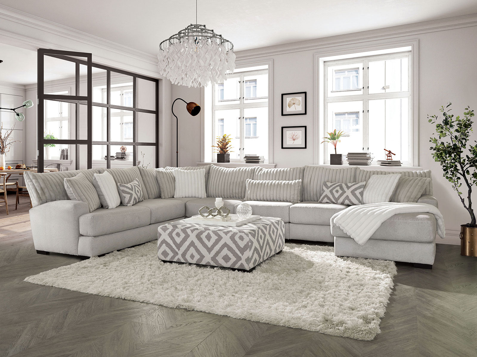 Hermiston Gray Sectional w/ Armless Chair