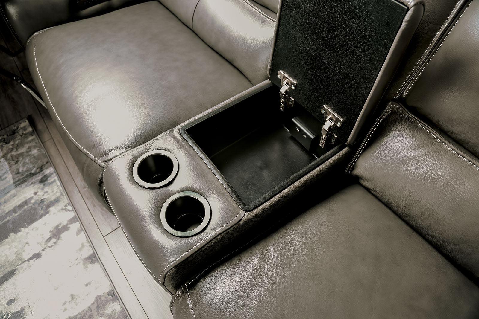 Hestia Gray Top Grain Leather Match Power Sectional