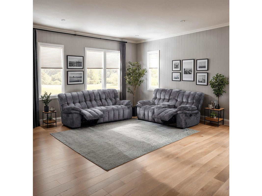 Hieronymus Dark Gray Manual Loveseat w/ Console