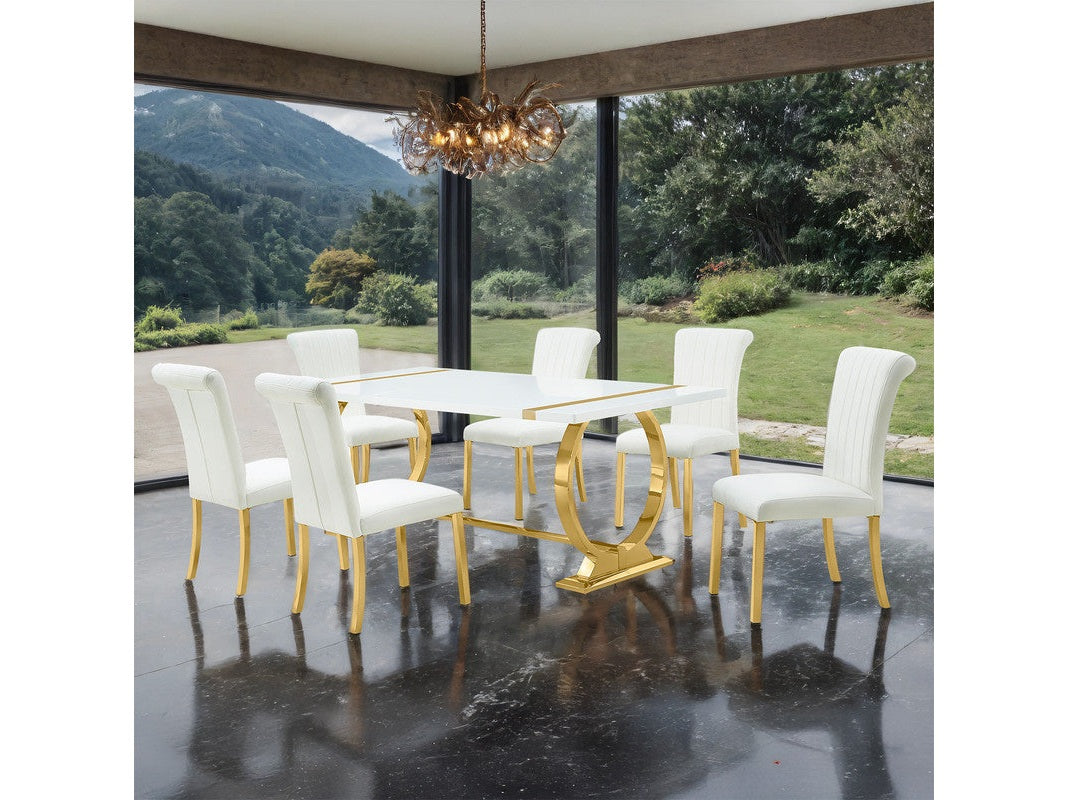 Holbaek Gold/White 7 Pc. Dining Table Set